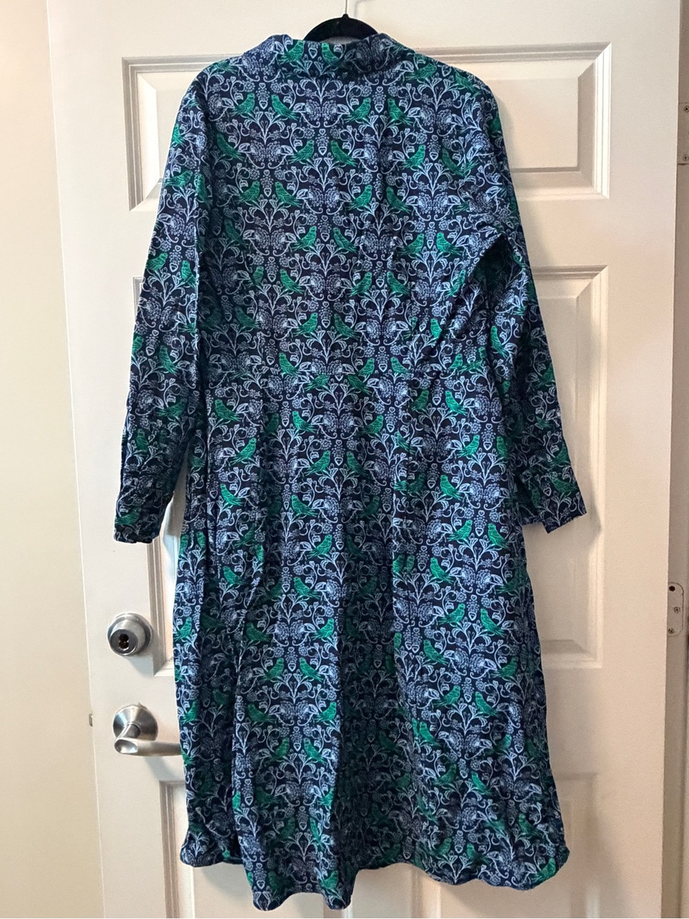 Boden Blue and Green Floral Bird Printed Midi Dress Size 16/18 - Picture 6 of 8